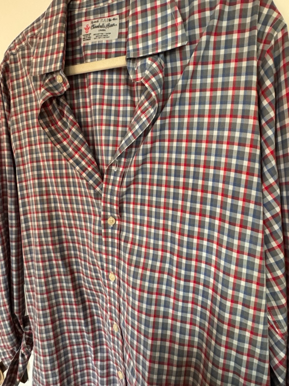 Turnbull & Asser Red and Blue Checked Button-Down Shirt